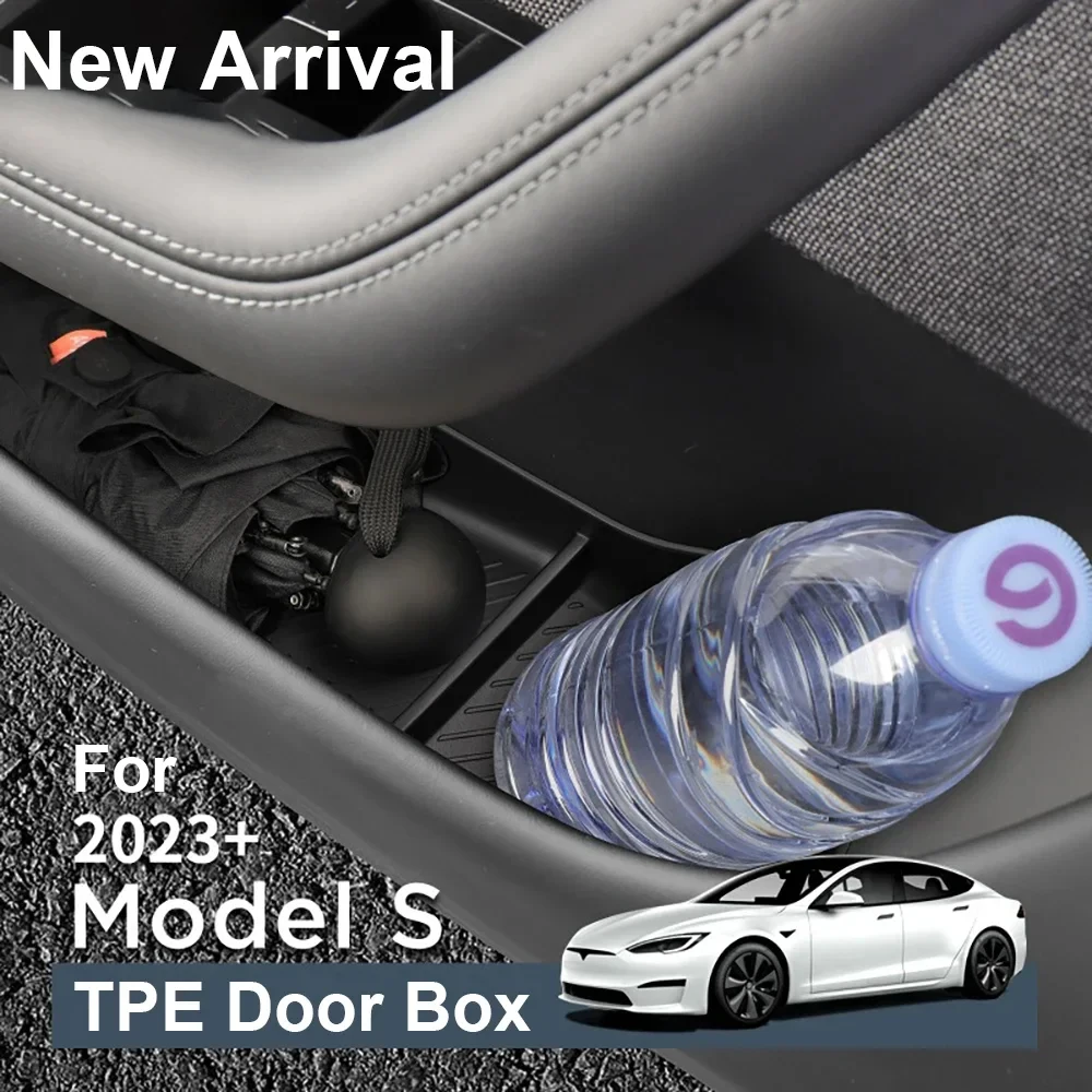 For Tesla NEW Model S X 2023 2024 Door Side Storage Box TPE Front Rear Door Handle Organizer Tidying Car Door Slot Accessories