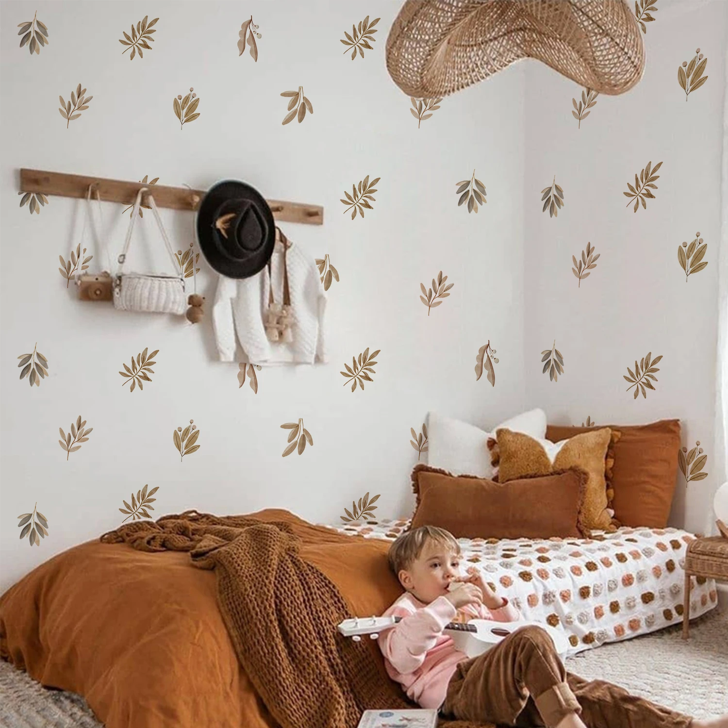 Boho Falling Flowers Wall Stickers for Children\'s Room Home Decor Living Room vinilo decorativo pared infantil Kids Stickers