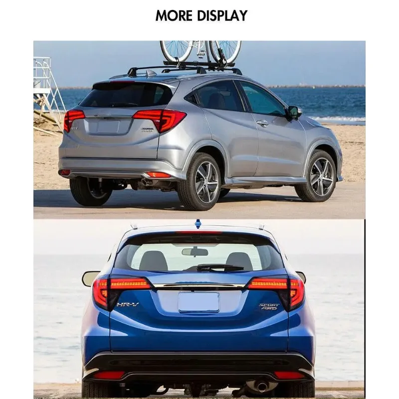 Red LED Turn Signal Tail Lights For Honda HRV VEZEL 2016-2019, Plug and Play Brake Lamps Assembly