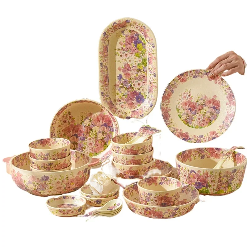 Blooming Flowers Ceramic Tableware Decal Tableware Household Products Ceramics