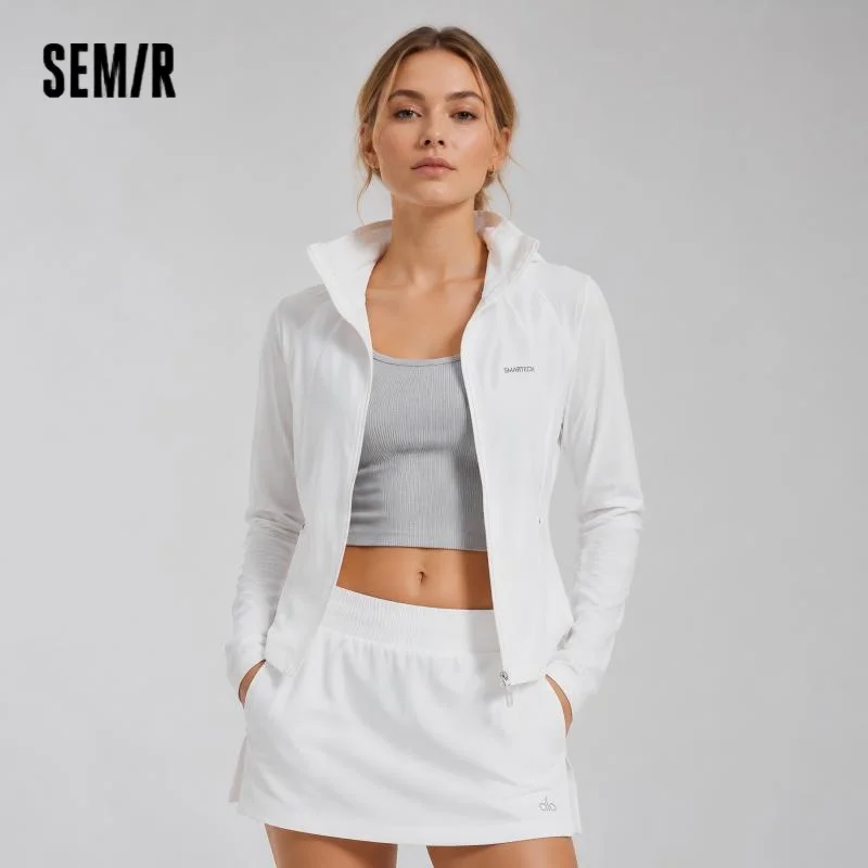 Semir Women Jacket UV Protection Cool Feeling Breathable Moisture Wicking High Elastic Slim Raglan Sleeve Hiking Outdoor Top 202
