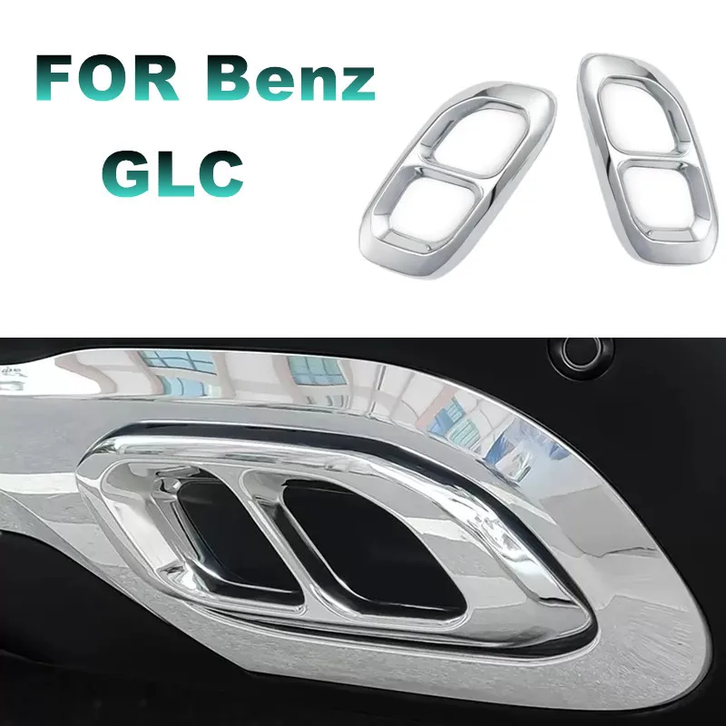 

Stainless Car Rear Exhaust Muffler Pipe Cover Trim Tail Throat Frame For Mercedes Benz GLC series 2020 2021 2022