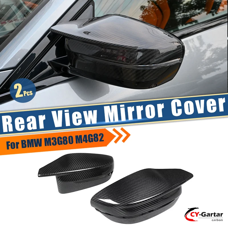 

Real Dry Carbon Fiber Glossy Door Side Wing Rearview Mirror Cover Caps For BMW G80 G82 G83 2021-IN Sedan Coupe Convertible Parts