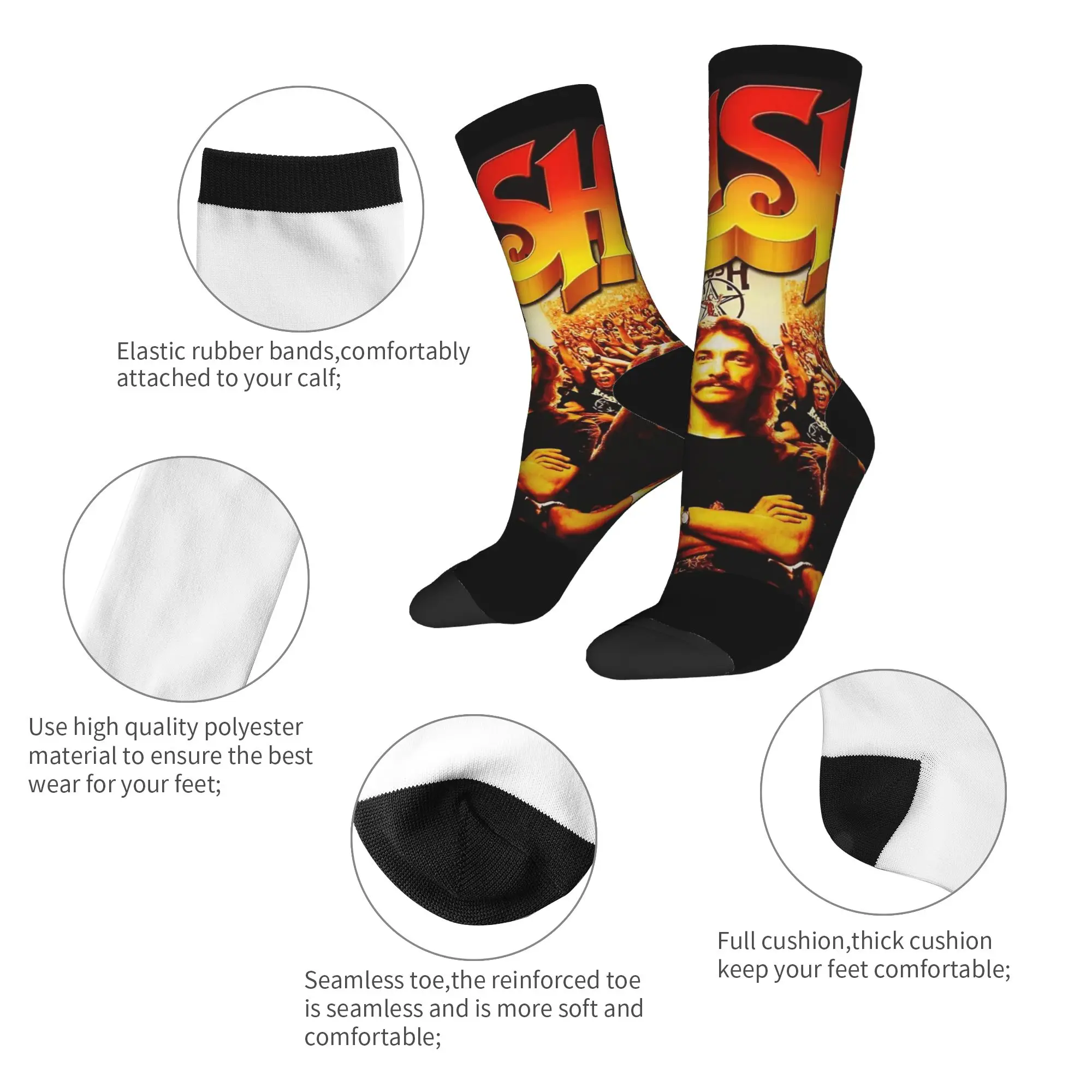 Concert Rush Band Vintage Tour chaussettes bas décontractés printemps anti-dérapant hommes chaussettes doux respirant conception escalade chaussettes