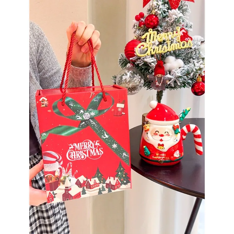 Christmas Santa Ceramic Mug, Cute Water Cup with Gift Box, Creative Gift for Men Women Couple