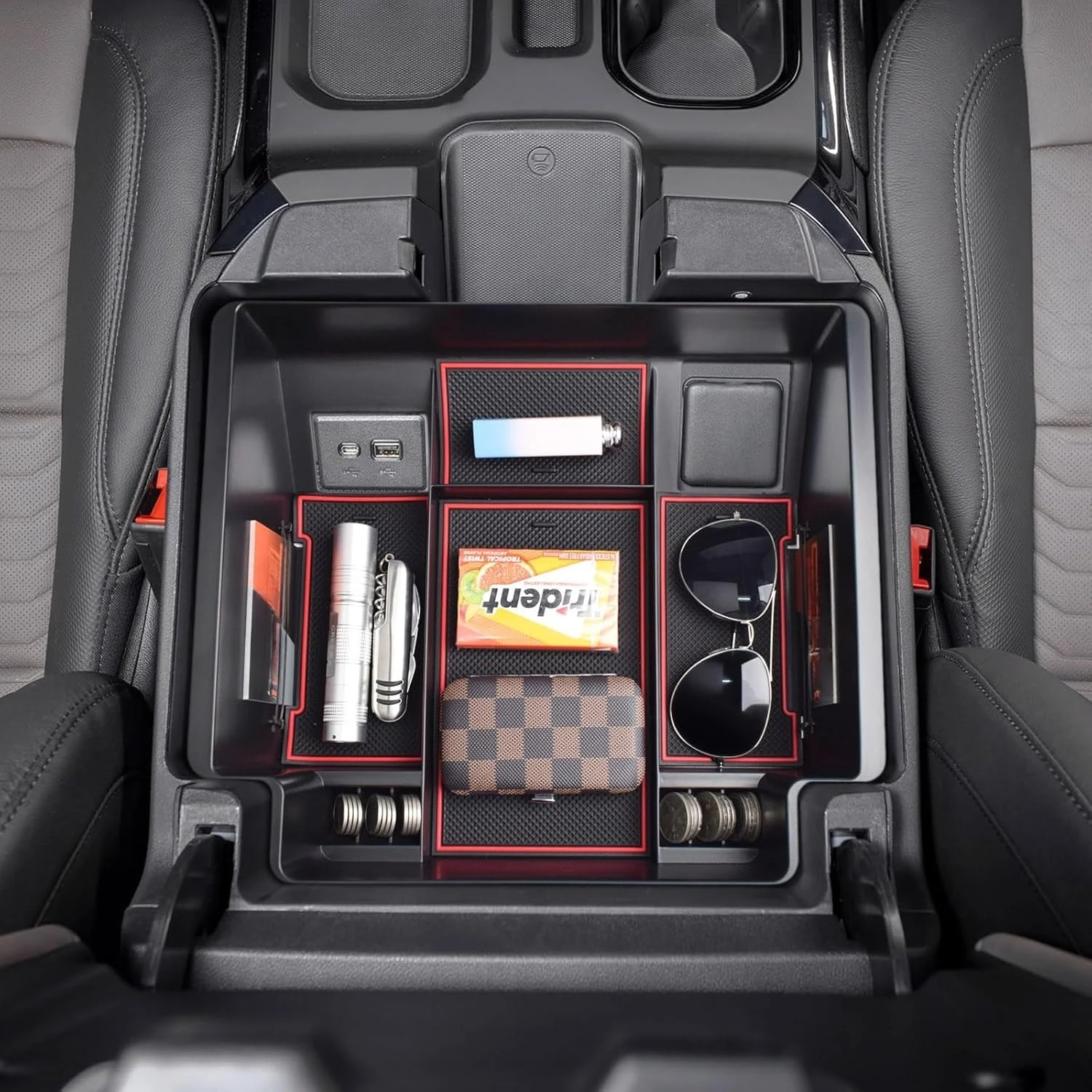 

Center Console Organizer Tray For 2022 2023 2024 2025 Silverado/Sierra 1500,2024 2025 Chevy Silverado/GMC Sierra 2500HD 3500HD
