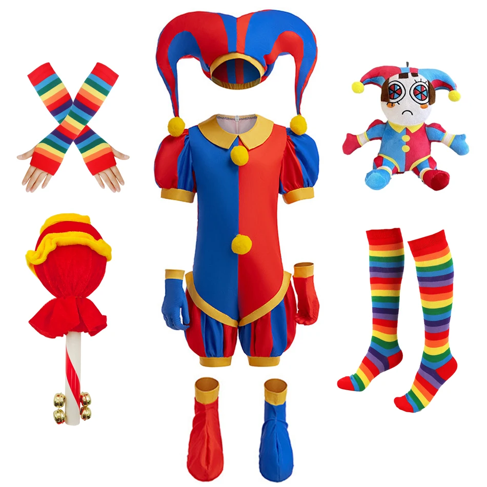Disfraz De Pomni Payaso Para Niños – Set De 4 Piezas De Circo Para Carnaval Y Halloween