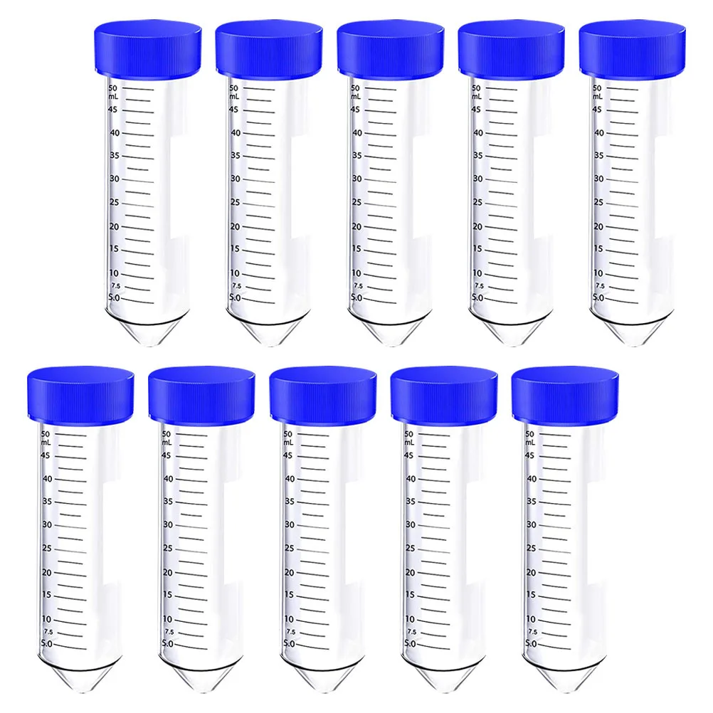

50Pcs Plastic Tubes 50ml Transparent Screw Cap Laboratory Test Tubes with Scale for Scientific Experiment