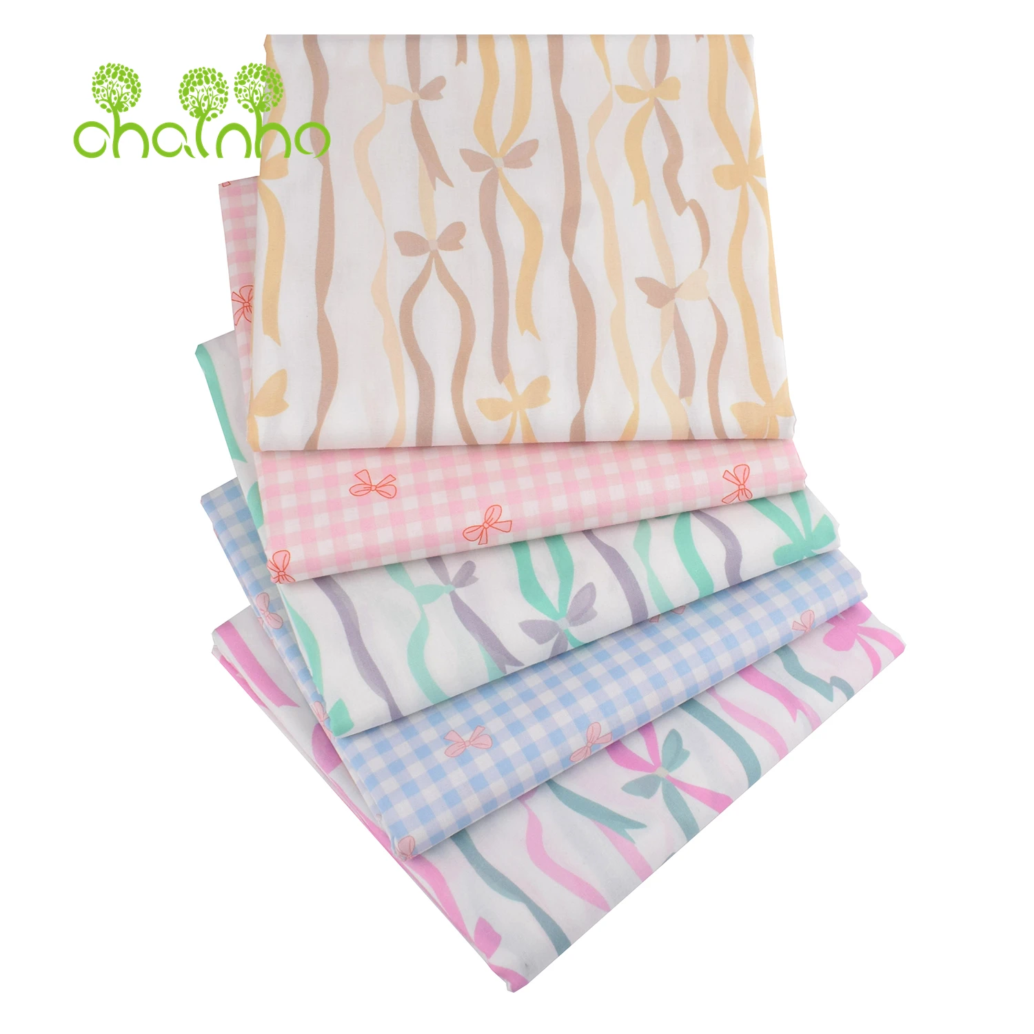 Chainho,Printed Plain Weave Poplin Cotton Fabric,DIY Quilting Sewing Material,Patchwork Cloth,Floral Series,2 Sizes,26PC11
