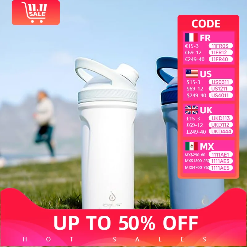 

Ideus shaker cup with silent Tritan material ball protein shake bottle, portable pre-workout water cup and stirring cup, suitab