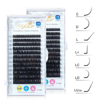 Yelix LC/LD/L/LU curl False Eyelash Extensions Fox Eyes Faux Matte Black 7-15mm Mix Soft Natural L+ Makeup Lashes