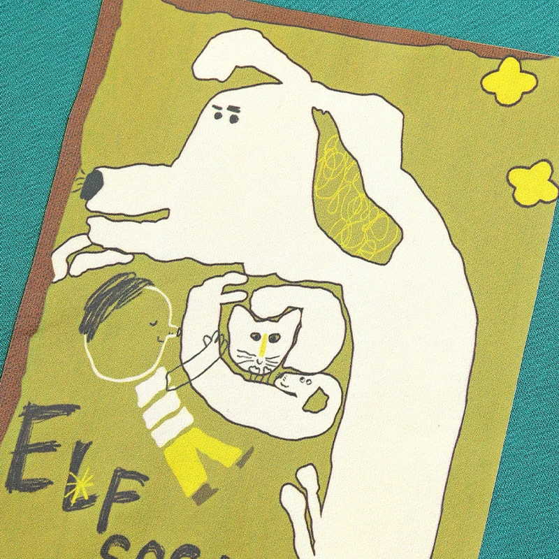 ELFSACK 2025 خريف جديد وصول عادية الدوبامين اللون الحيوان الكرتون طباعة الجولة الرقبة البلوز للمرأة