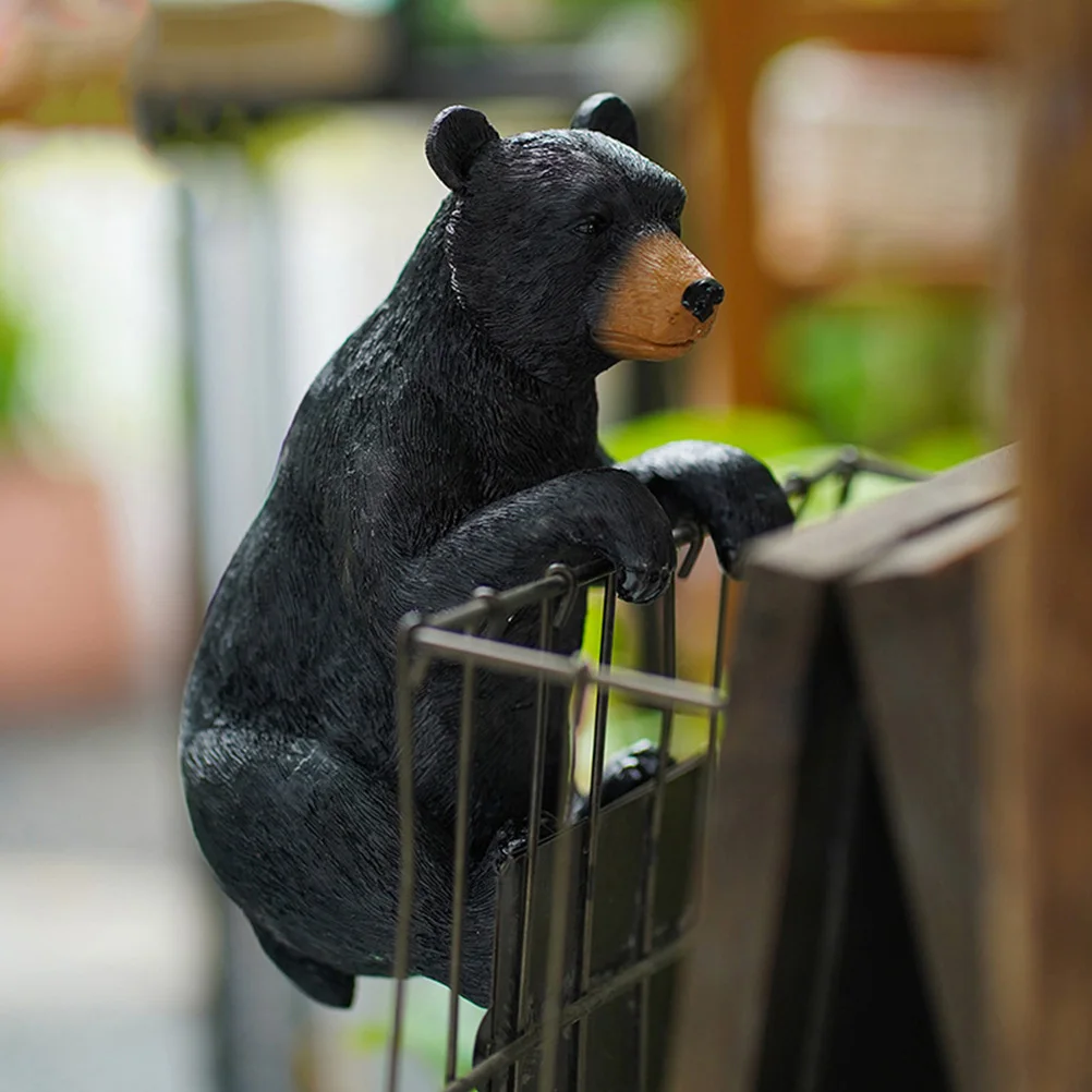 

Flower Pot Iron Rack Resin Black Bear 19x9.3x15cm Potted Plant Decoration Outdoor Garden Statue Lifelike Animal Shape Durable