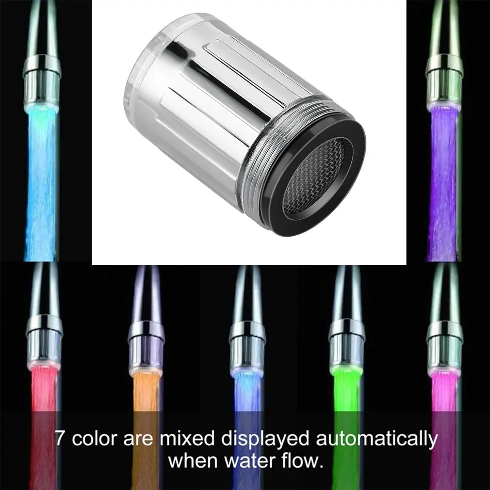 LED Water Faucet Light 7 Colors Changing Waterfall Glow Shower Stream Tap Universal Adapter Kitchen Bathroom Accessories
