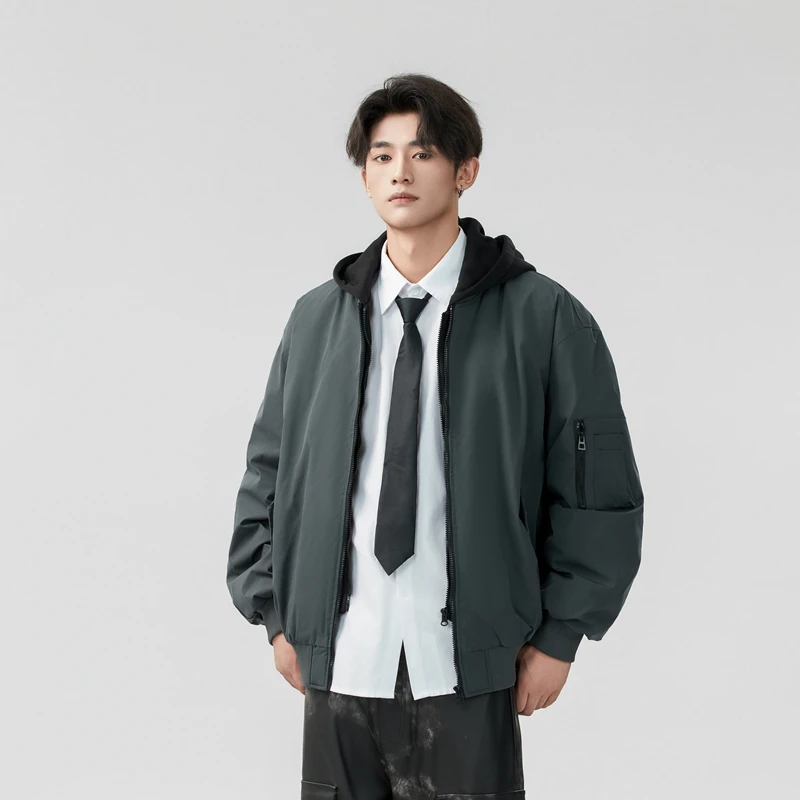 

Новая мужская высококачественная куртка с капюшоном, осенние куртки-бомберы большого размера, мужская повседневная верхняя одежда для пилотов, модная одежда с капюшоном и длинными рукавами