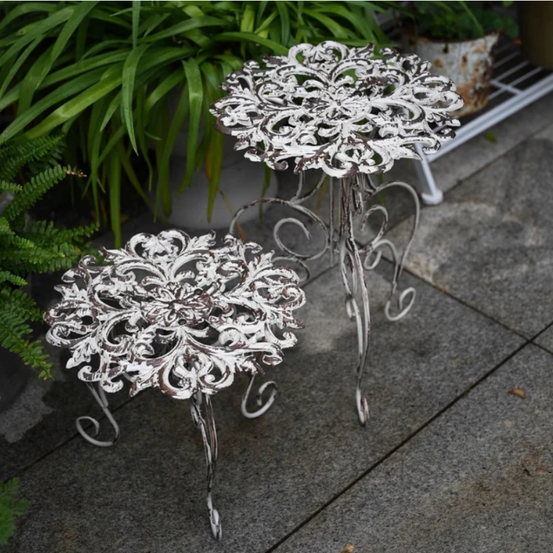 European Cast Iron Flower Rack Vintage Vintage Storage Shelves Garden Groceries Flower Stool Balcony Succulent Bonsai Bracket