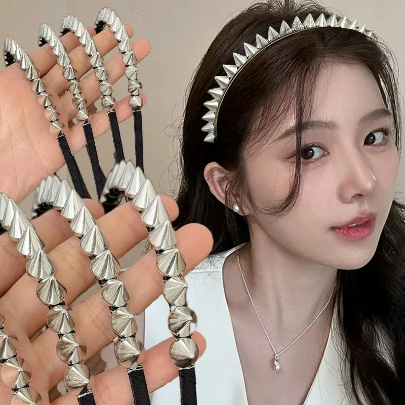 

Готическая панк-повязка на голову с шипами для мужчин и женщин, металлические заклепки, головные уборы, рок-музыкальный фестиваль, унисекс, повязка для волос, модная повязка для волос