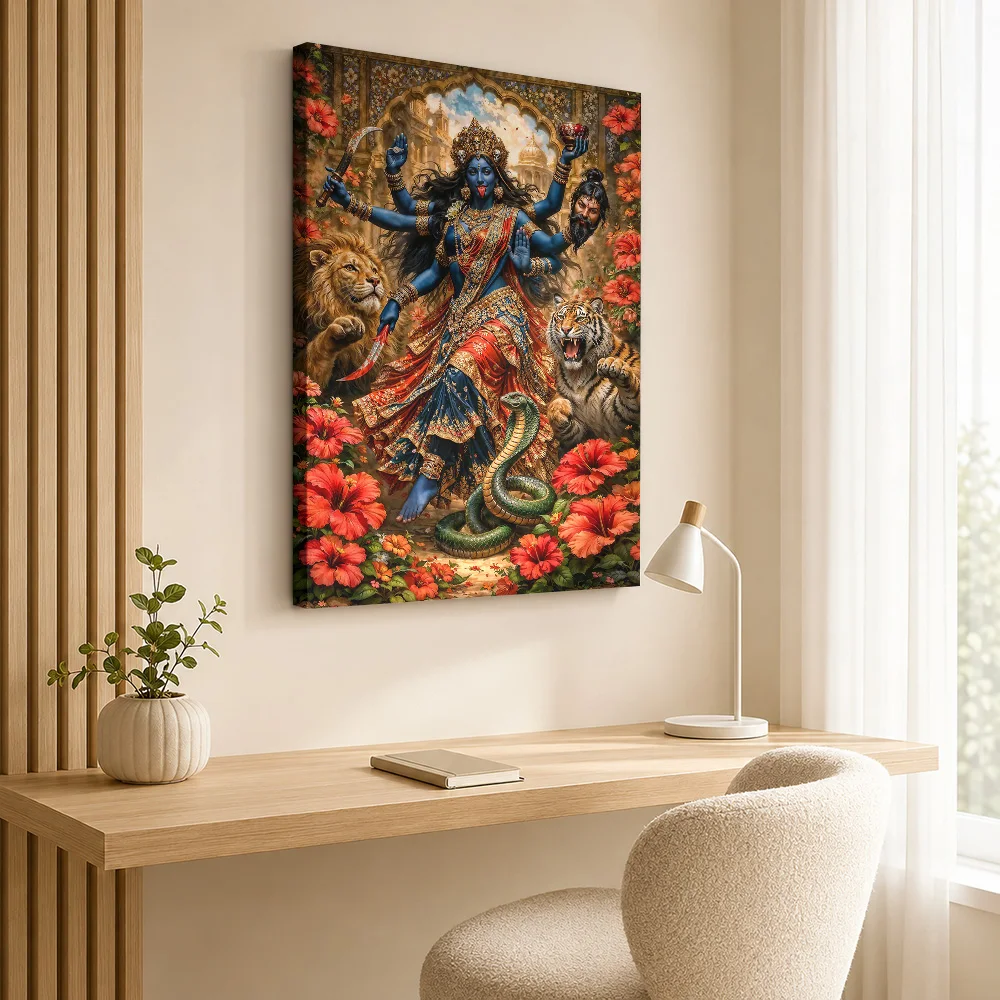 The Blissful Dance Of Kali Framed Canvas Print Poster Custom Spiritual Mythology Wall Paintings Decoration for Meditation Room
