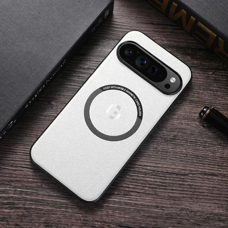 Business-Auto-Magnetische Handyhülle mit G-Logo aus Leder für Google Pixel 11 10 9 8 7 6 A Pro XL für MagSafe Wireless Charging Cover
