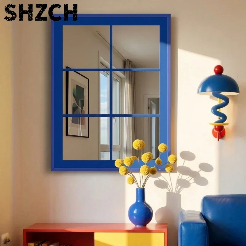Modern Glass Wall Art Faux Window Mirror Decorative Painting Illusion Visual Space Expander for New Home Decor Canvas Print