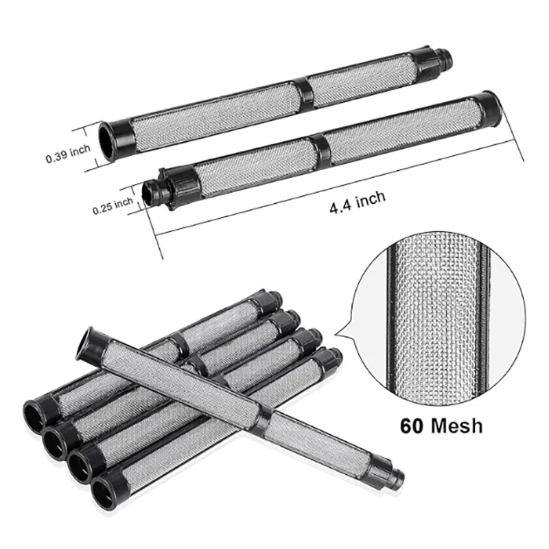 5 buah ujung semprotan tanpa udara, ujung nosel semprotan cat tanpa udara dan 5 buah filter pistol semprot dapat dibalik untuk Aksesori semprotan