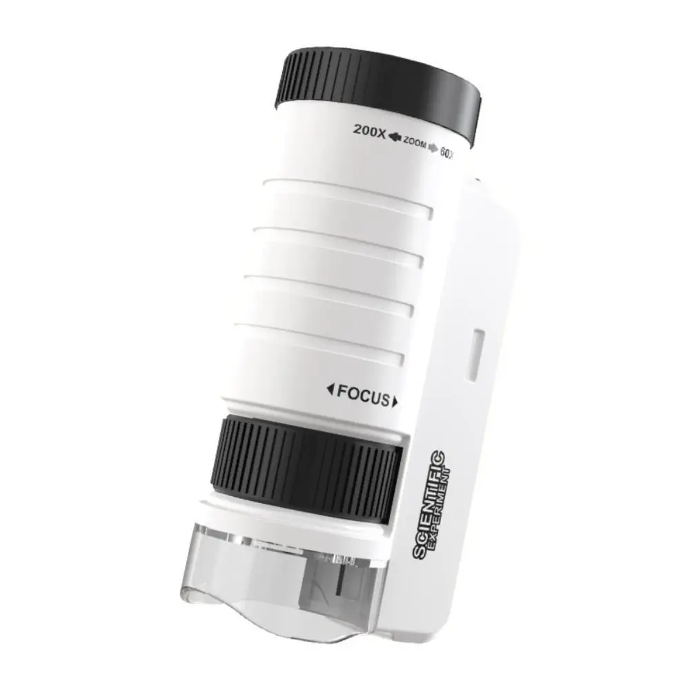 Microscopio tascabile con ingrandimento 60-200x Microscopio ottico portatile HD alimentato a batteria Design portatile Luce a LED