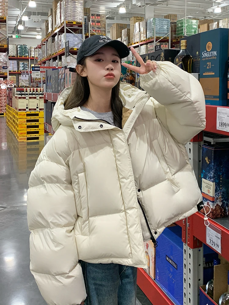 Bianco Thiened ort giù Jaet donna inverno 2023 nuova taglia piccola LULU Kendall Jenner Sle pane cappotto versione coreana