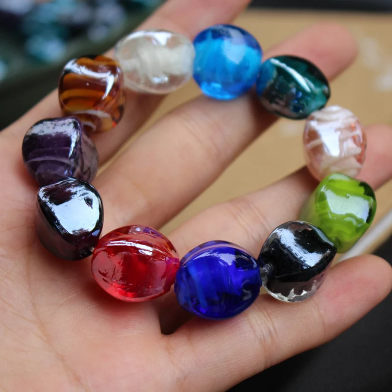 10pcs Handmade Lampwork Glass beads  Irregular Cube Shape Fashion Loose Beads  Multi-color for jewelry making DIY Accessoires