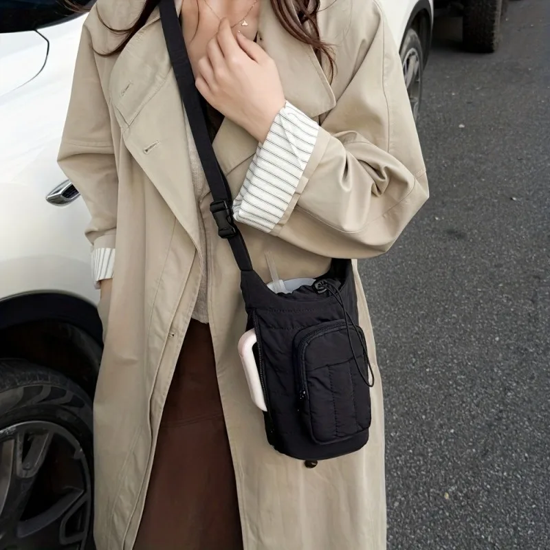 

Large Capacity Outdoor Sports Kettle Bag Portable Solid Color All-Match Crossbody Water Cup Travel Hiking Camping Phone Cover