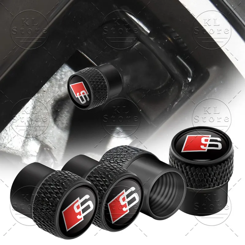 4Pcs S LINE Logo Car Wheel Tire Valve Air Stem Caps Dust-proof Cover Decor For Sline A4 A5 A6 A7 A8L Q6 Q7 Q8 S6 S7 SQ5 SQ7