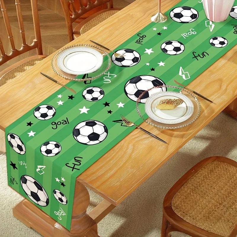 1pc Football Sport Polyester Table Runner Sport Theme Decor For Adult Birthday Anniversary Event Party Dining Table Supplies