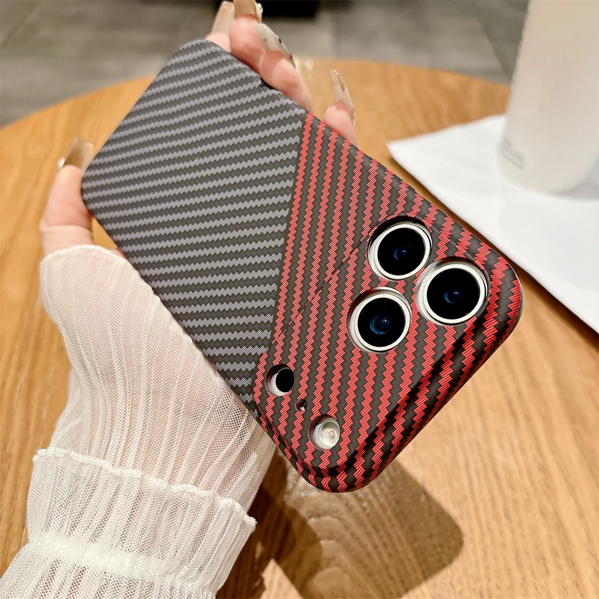 Kohlefaser-Textur, Leder, matt, hart, PC-Telefonhülle für iPhone 17, Air 16, 15 Plus, 14, 13, 12, 11, Pro Max, vollständige Schutzhülle
