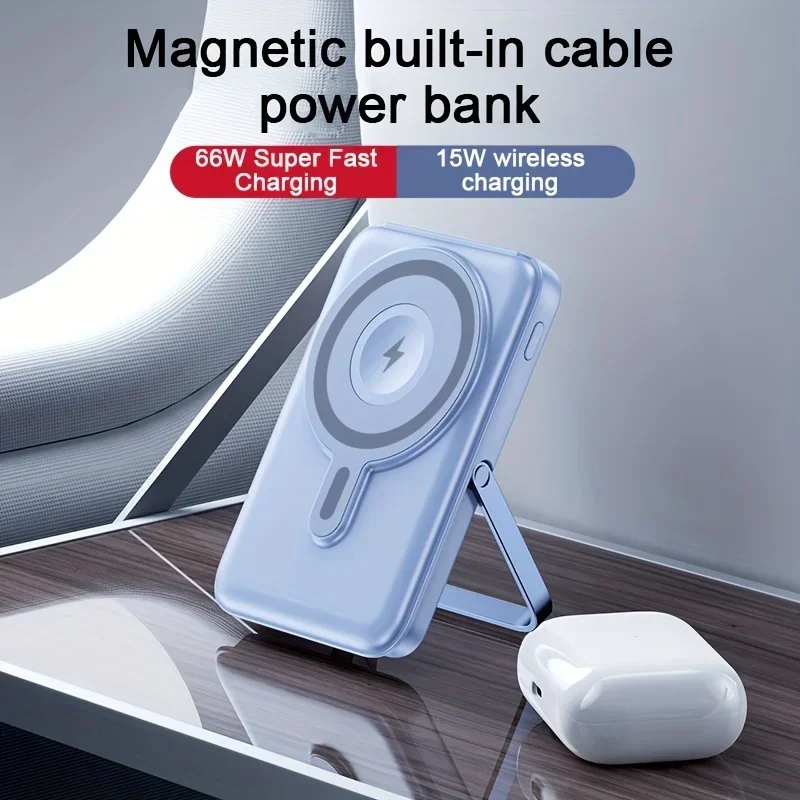 

Magnetic 3-in-1 Wireless Charging Treasure 10000mAh Mini High Capacity With Stand 15W Fast Charging Mobile Power