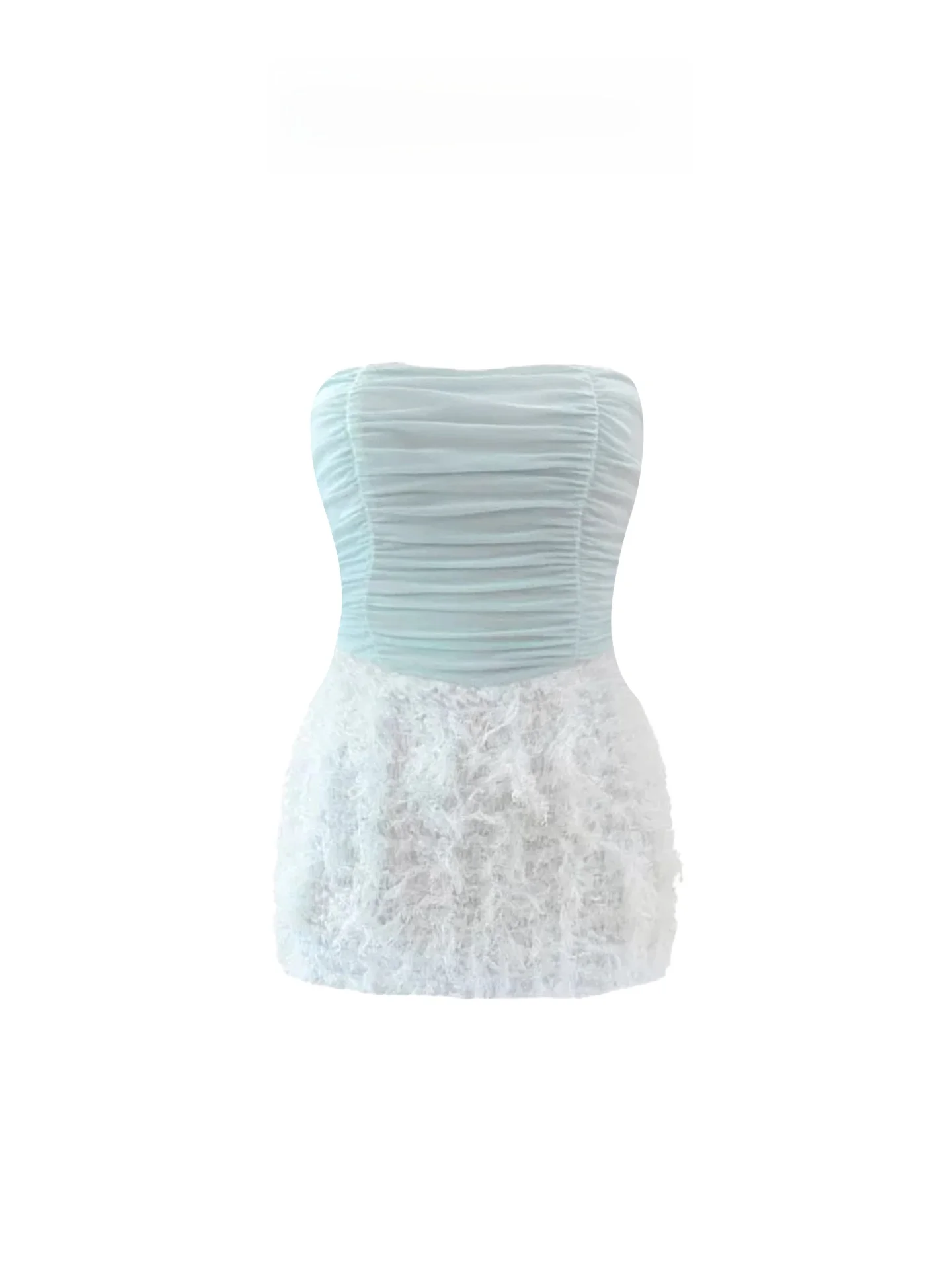 

HEZA plus Size Trendy Girl Splice Bustier Dr Women's Autumn Winter Pleated Waist Cinching Bodycon Skirt Casual Sle