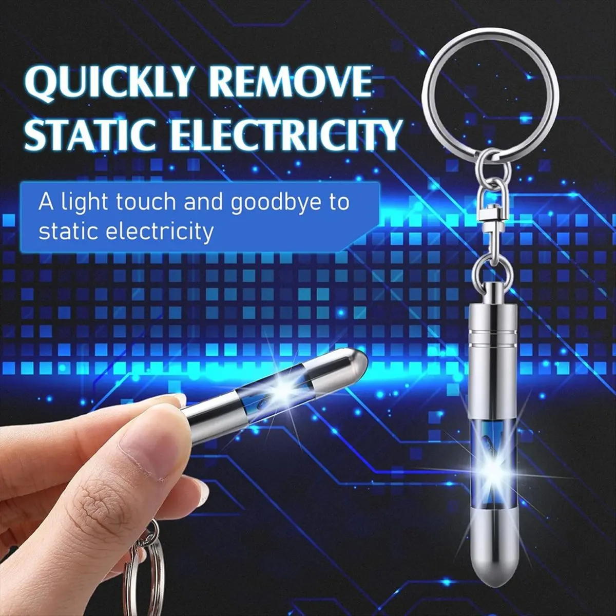 8Pcs Static Electricity Remover Keychain, Car Human Body Static Eliminator Discharger,Anti-Static Keychain ESD Tool Sets