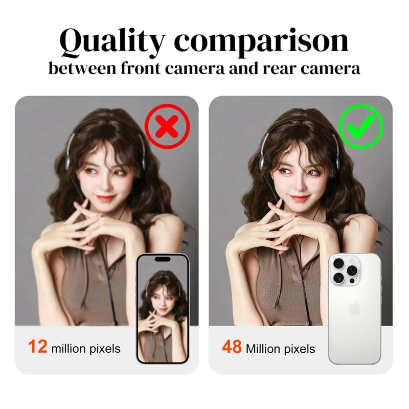 Adjustable Height Mobile Phone Holder Desktop Round Plate Live Streaming Stand with Mirror Rear View Camera Selfie Stand-ABLL view 5
