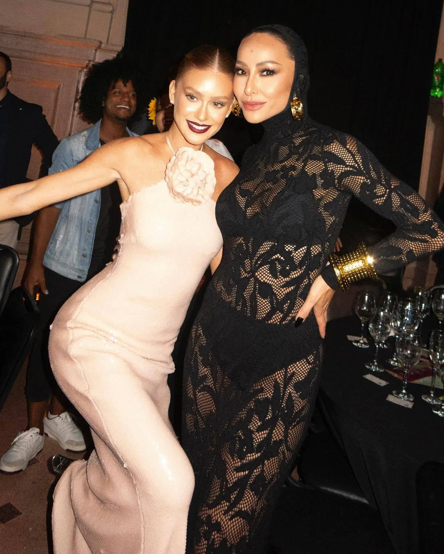 Hot Women Elegant 3D Flowers Dresses Halter Backless Sexy Club Sequin Bodycon Prom Long Dress Party Festival Split Dress