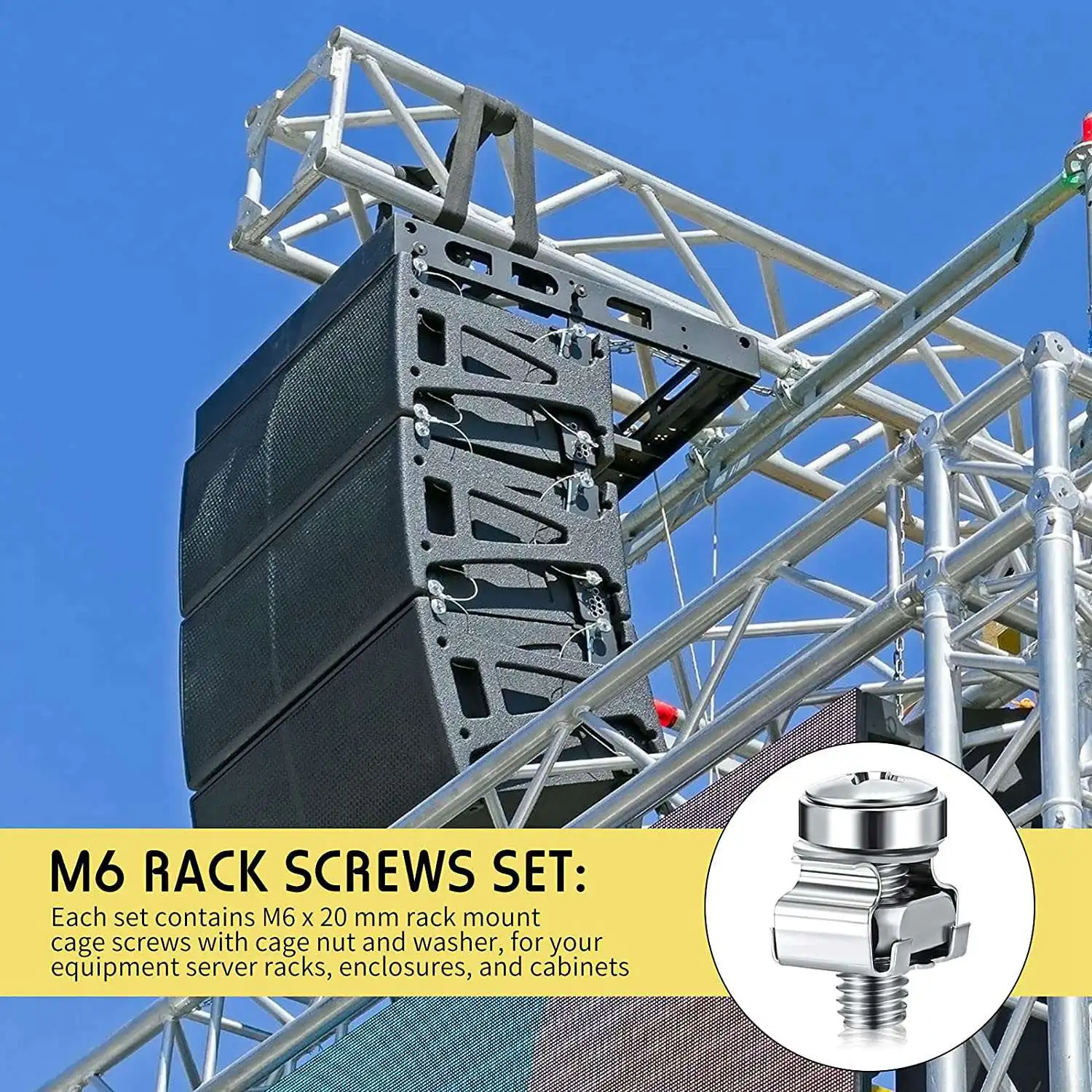 50 Sets M6 Rack Schroeven Set 20Mm Schroeven En Kooi Moeren Rack Mount Schroeven En Vierkante Insert Moeren Server