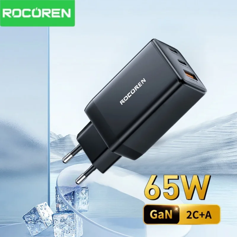 Rocoren QC 3.0 4.0 USB Type C GaN Charger PD 65W Quick Charge Fast Charging Adapter For iPhone 17 16 Pro iPad MacBook Laptop