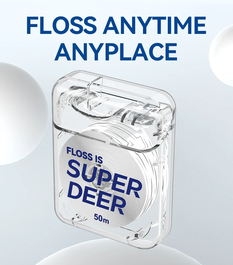 Super Deer 50M/Rolle PTFE Zahnseide mit Minzgeschmack, Glatte Zahnseide für Sichere Mund- und Zahnhygiene – Detail 8