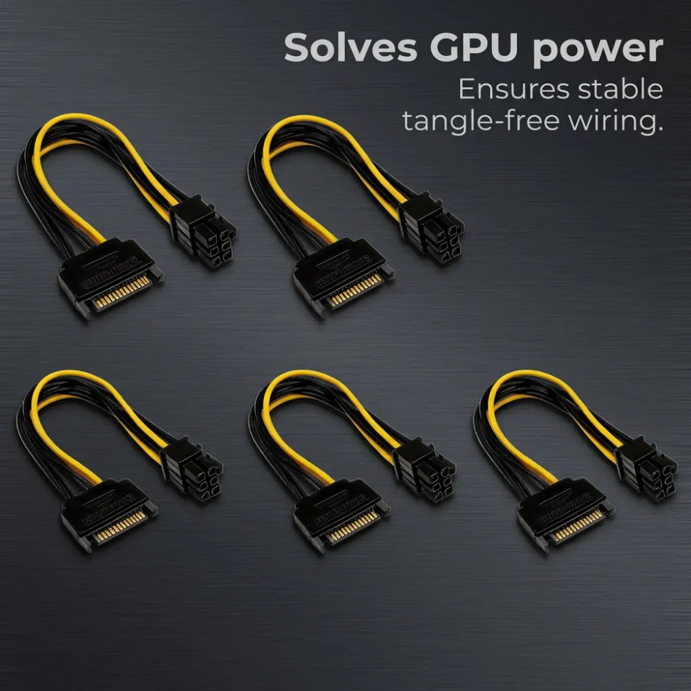 6pcs SATA 15PIN to 6Pin Cable Splitter Graphics Card Power Line Video Card Converter Wire Adapter GPU 6PIN Extend Cord