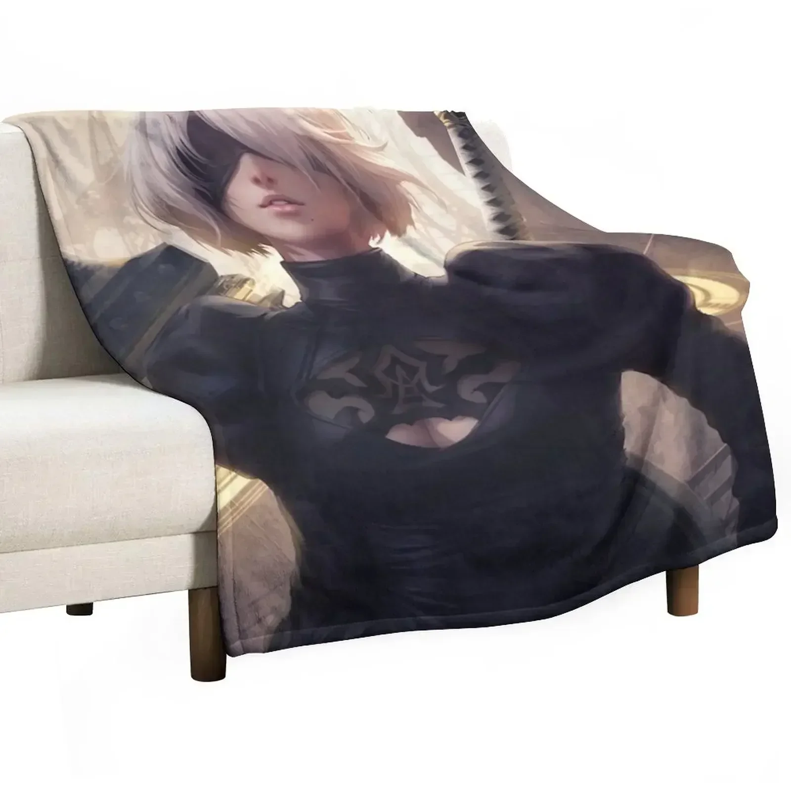 2B NIER AUTOMATA Throw Blanket Hair Soft Plaid Single Bed covers Blankets