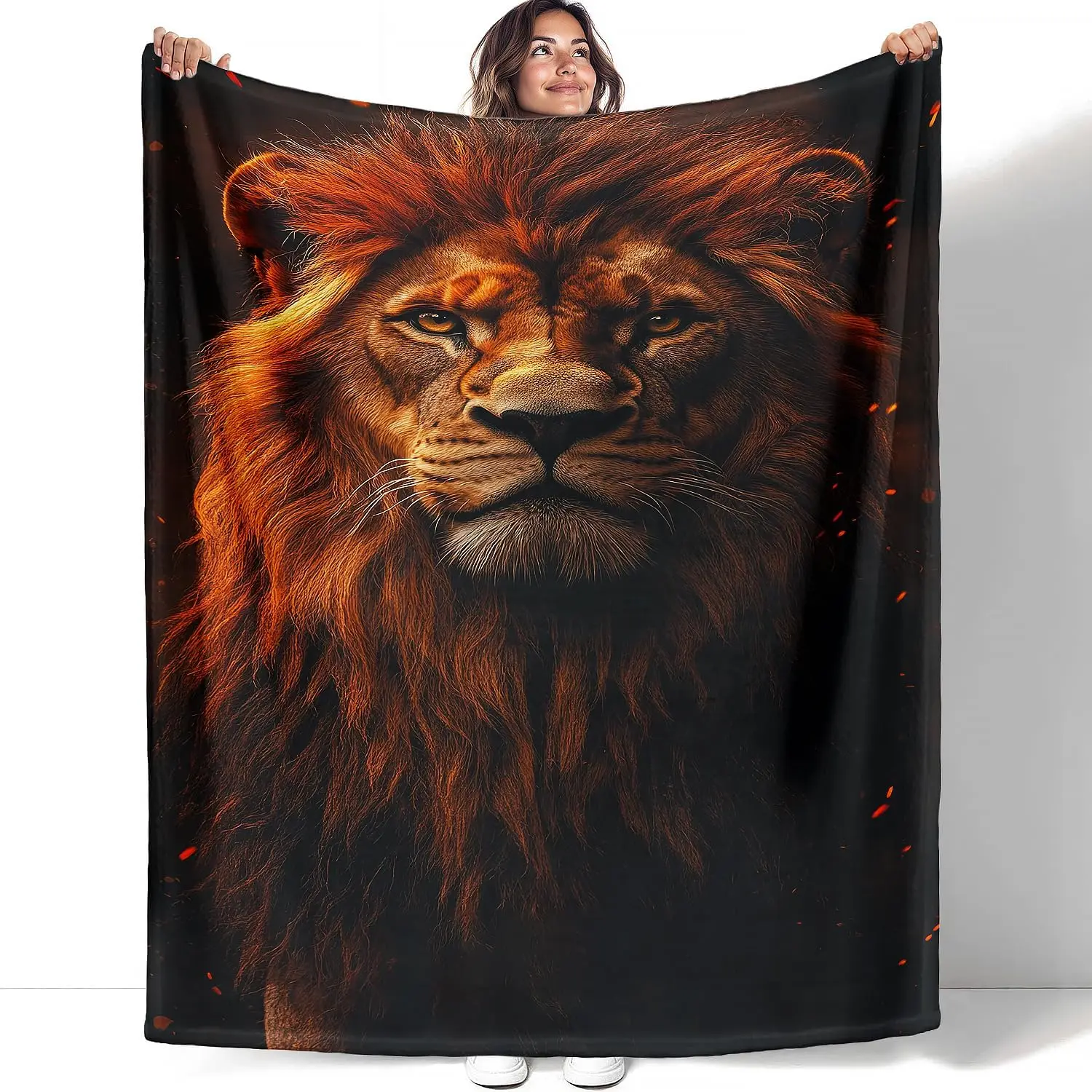 

Реалистичное одеяло с изображением льва Majestic, подарки для любителей животных для взрослых и детей — ультрамягкое плюшевое одеяло для кровати, дивана, кемпинга 60 дюймов