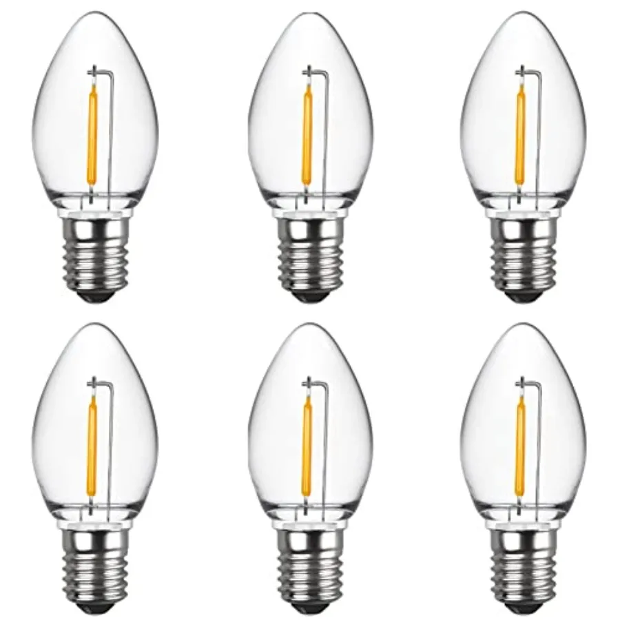 

C7 LED Night Light Bulbs, Shatterproof LED Replacement Bulbs for Window Candles and Chandeliers, E12 Candelabra Base, 0.6 Watt