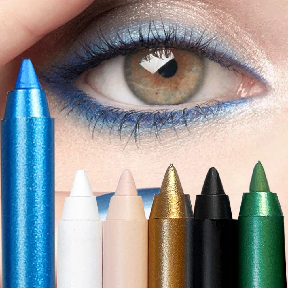 7colors Eyeliner Gel Pen Waterproof Lasting Eye Shadow Lipsticks Pencil White Black Pearly Shimmer Metallic Eyes Makeup Women