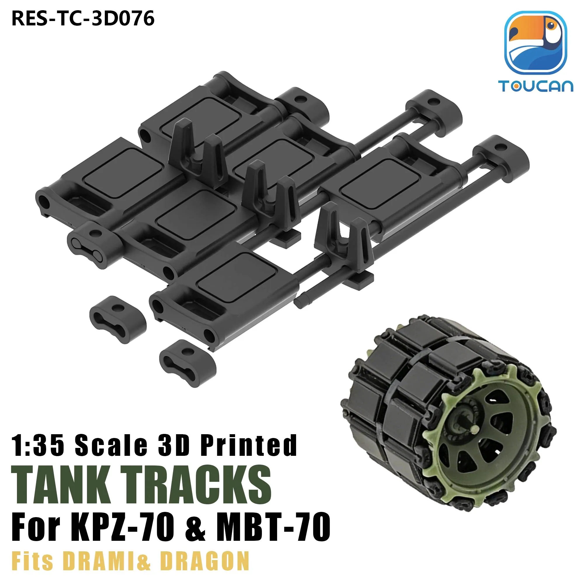 TOUCAN TC3D076 1/35 3D Printed Tank Tracks For KPZ-70 &MBT-70 FitS DRAMI& DRAGON