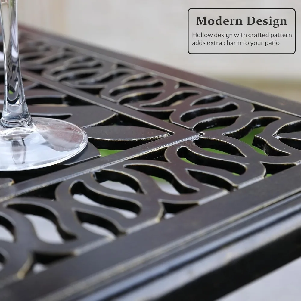 طاولة بار بار بارتفاع الفناء من MEETWARM، طاولة بيسترو بارتفاع 35.4 بار، طاولة طعام مربعة الشكل من الألومنيوم المصبوب في الهواء الطلق مع 2. #6