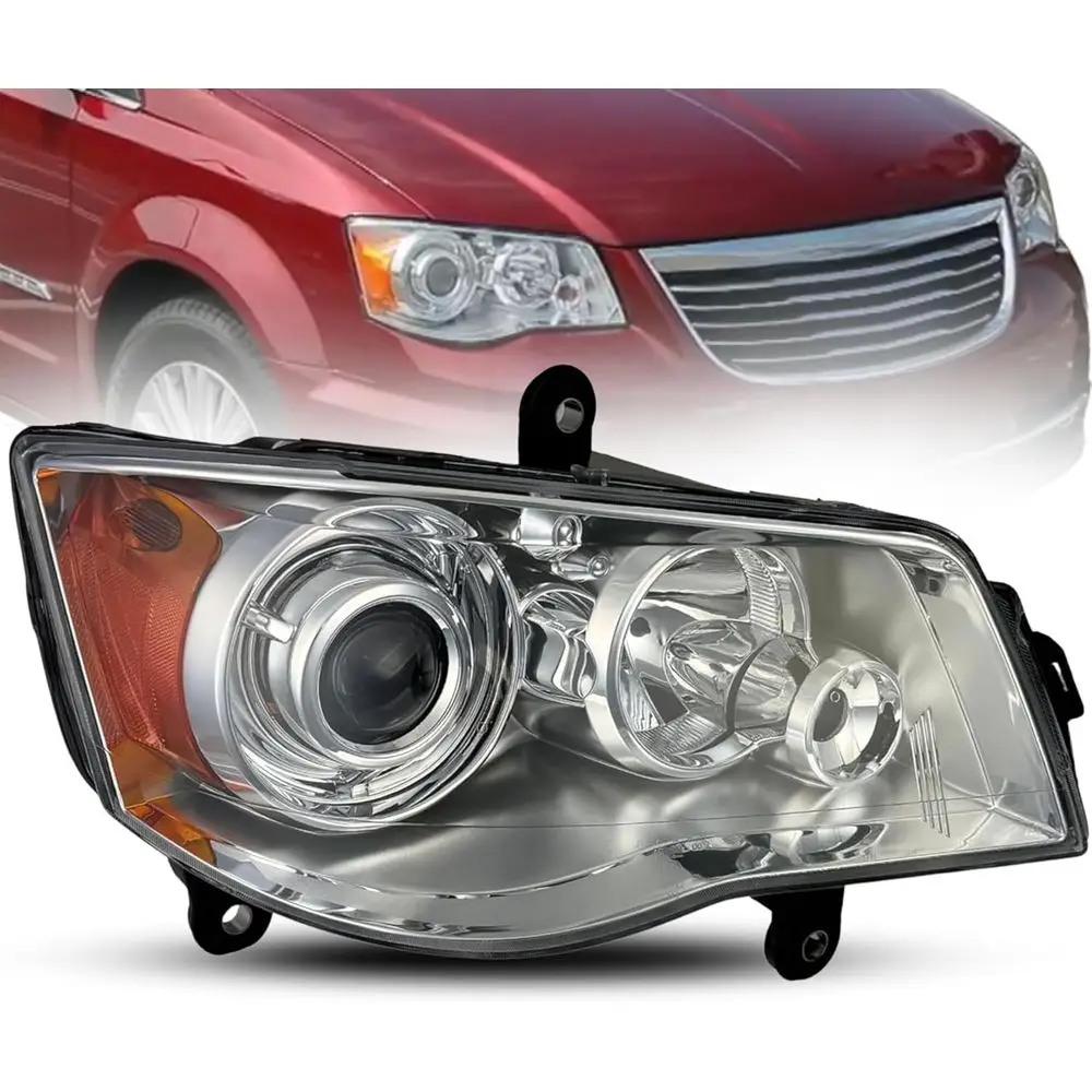 Replacement or Town & Country 2008-2016 light Assembly Right & Passenger Side HID, without HID Kits and Bulb, lamps Set with Hge