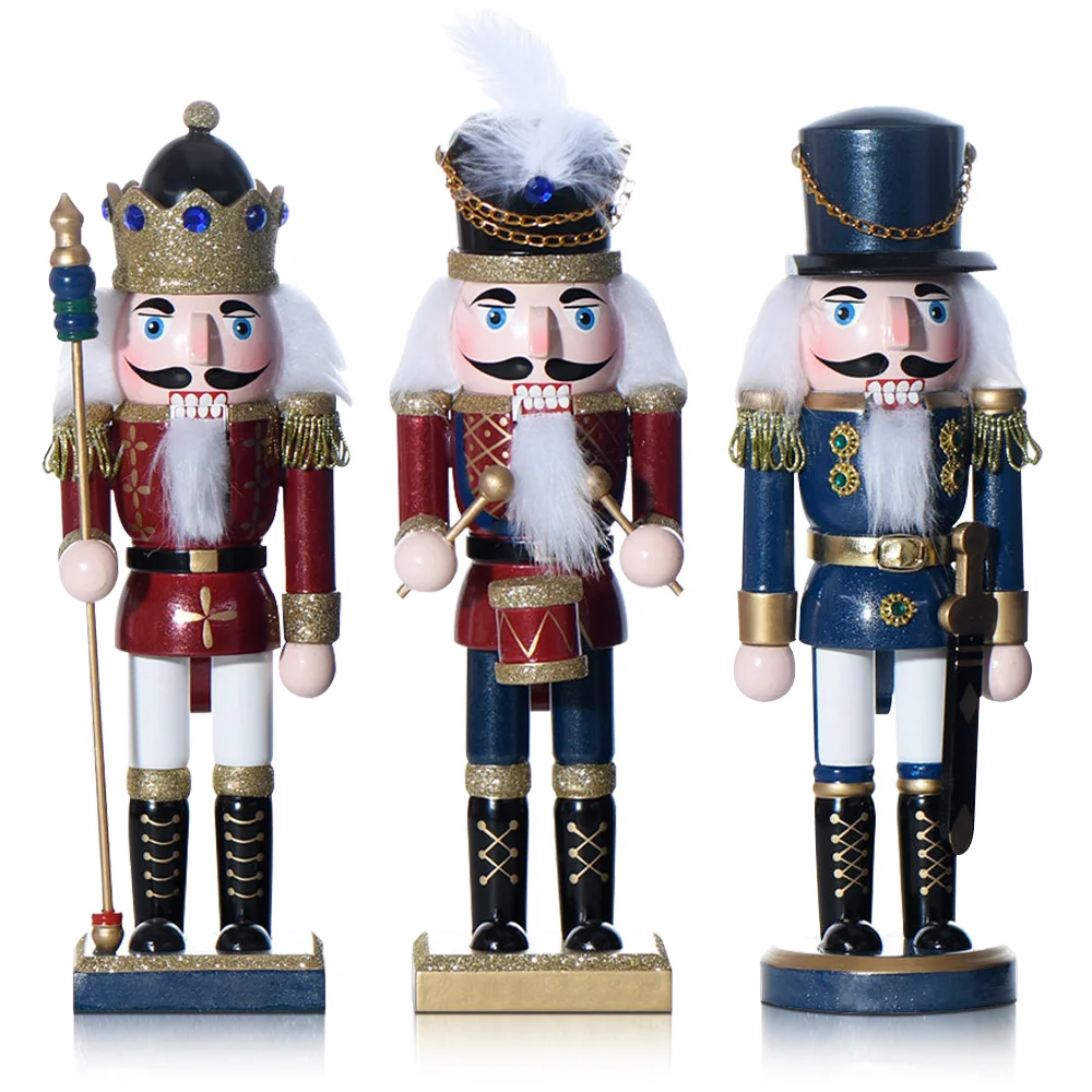 

1/3Pcs 25CM wooden drum soldier sword Soldier Emperor Nutcracker Christmas European decoration home creative decoration