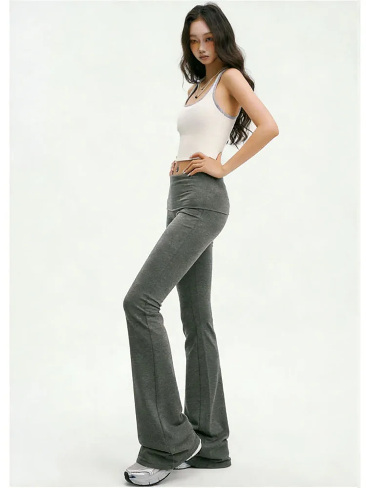 Grijze damesbroek nieuwe herfst/winter slanke taille uitlopende joggingbroek sportyogabroek casual hoge elasticiteit